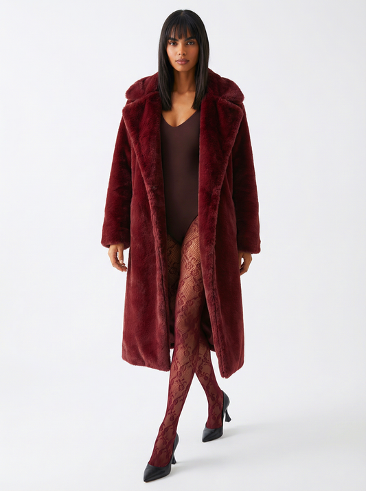 African Sun | Faux Fur - Bordo Premium Peluş Kürk