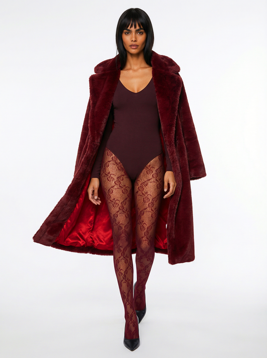 African Sun | Faux Fur - Bordo Premium Peluş Kürk
